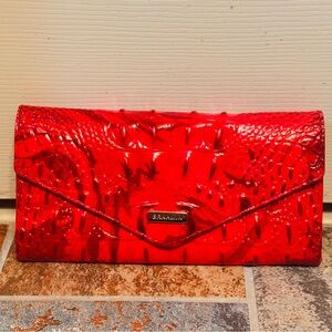 RARE FIND! Brahmin Melbourne Veronica Red Flare Leather Croc Embossed Wallet!